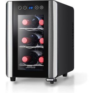 6 Bottle Thermoelectric Mini Fridge, Freestanding Wine Cooler, 41F-64F